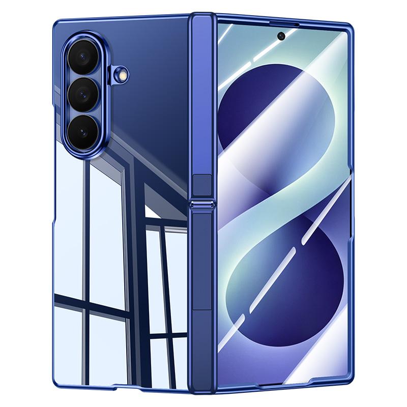 For Galaxy Z Fold8 Ultra 5G Electroplating Transparent Hinge Holder Phone Case - High-Definition Blue - EDA009775702F