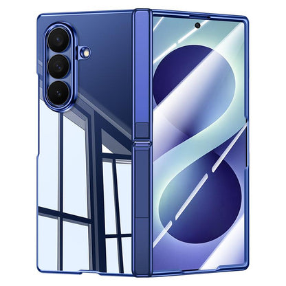 For Galaxy Z Fold8 Ultra 5G Electroplating Transparent Hinge Holder Phone Case - High-Definition Blue - EDA009775702F