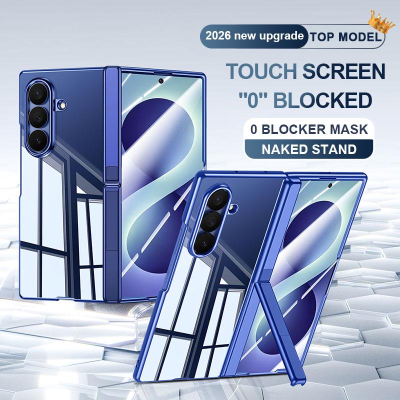 For Galaxy Z Fold8 Ultra 5G Electroplating Transparent Hinge Holder Phone Case - High-Definition Blue - EDA009775702F