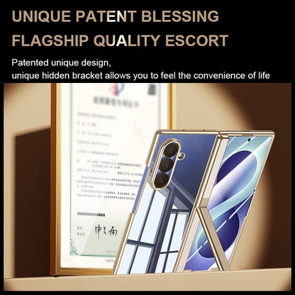 For Galaxy Z Fold8 Ultra 5G Electroplating Transparent Hinge Holder Phone Case - High-Definition Blue - EDA009775702F