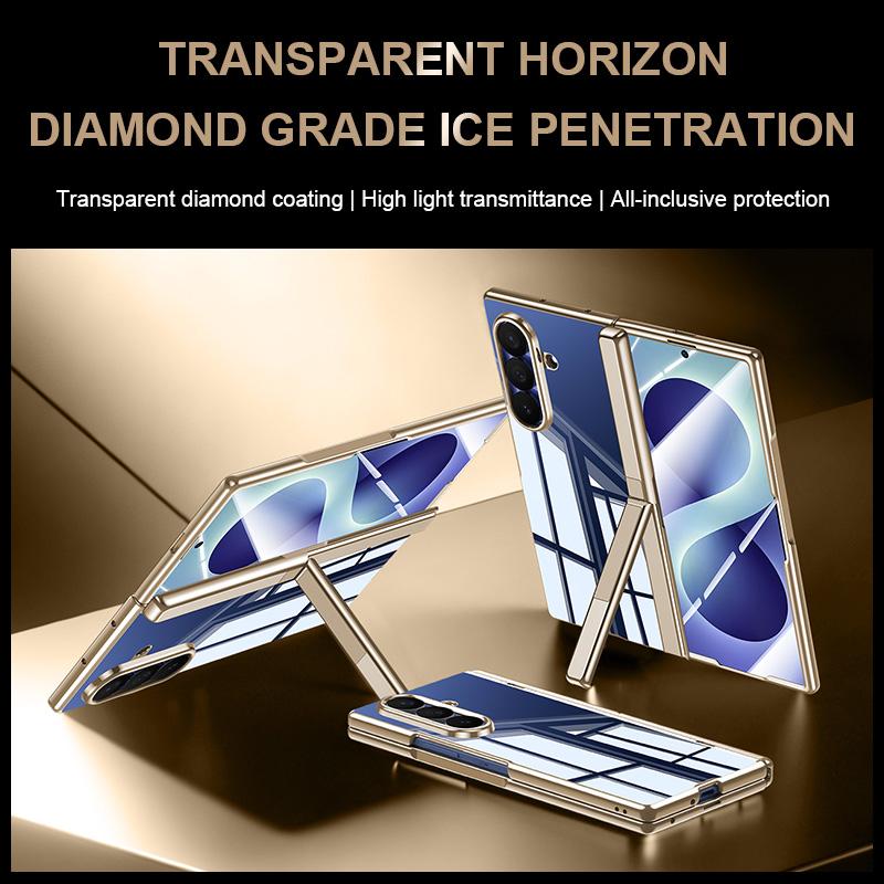 For Galaxy Z Fold8 Ultra 5G Electroplating Transparent Hinge Holder Phone Case - High-Definition Blue - EDA009775702F