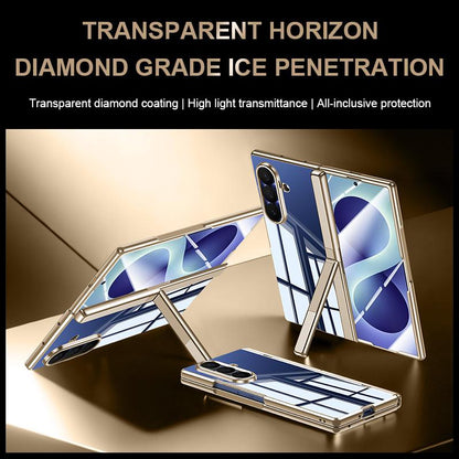 For Galaxy Z Fold8 Ultra 5G Electroplating Transparent Hinge Holder Phone Case - High-Definition Blue - EDA009775702F