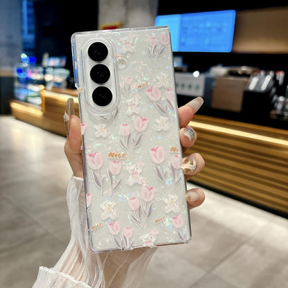 For Galaxy Z Fold8 Ultra 5G Pearlescent Shell Texture Flower Pattern Phone Case - Tulip - EDA009776501A