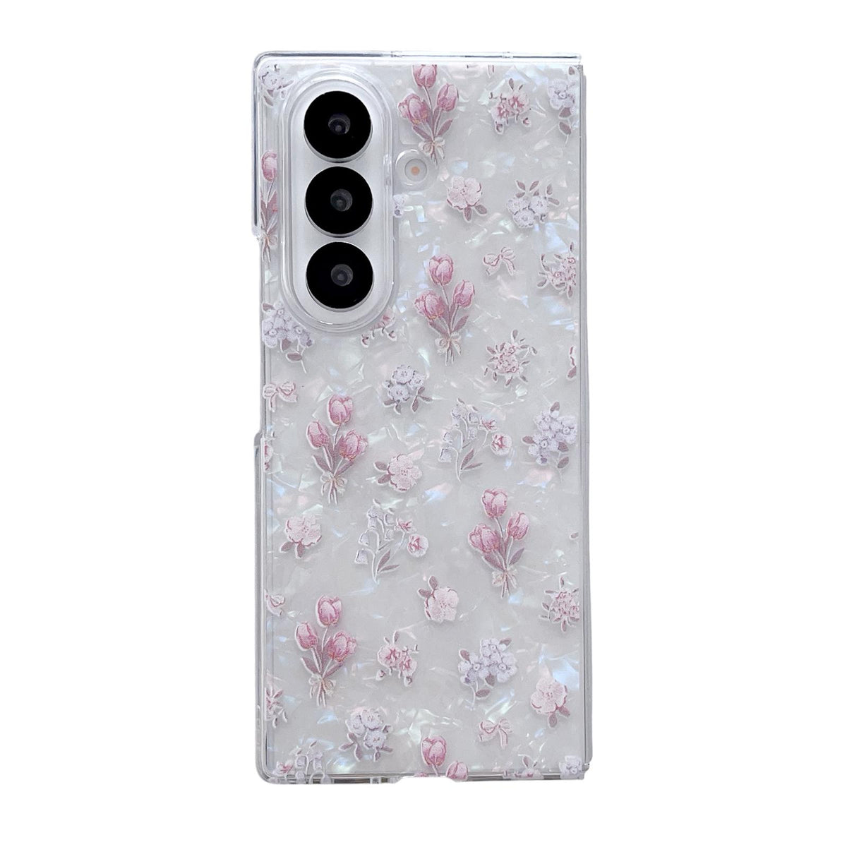 For Galaxy Z Fold8 Ultra 5G Pearlescent Shell Texture Flower Pattern Phone Case - Rainbow Shell Flower - EDA009776501B