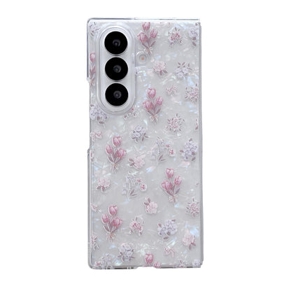 For Galaxy Z Fold8 Ultra 5G Pearlescent Shell Texture Flower Pattern Phone Case - Rainbow Shell Flower - EDA009776501B