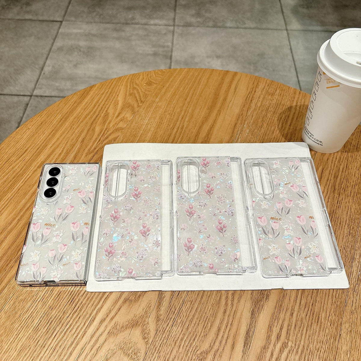For Galaxy Z Fold8 Ultra 5G Pearlescent Shell Texture Flower Pattern Phone Case - Rainbow Shell Flower - EDA009776501B