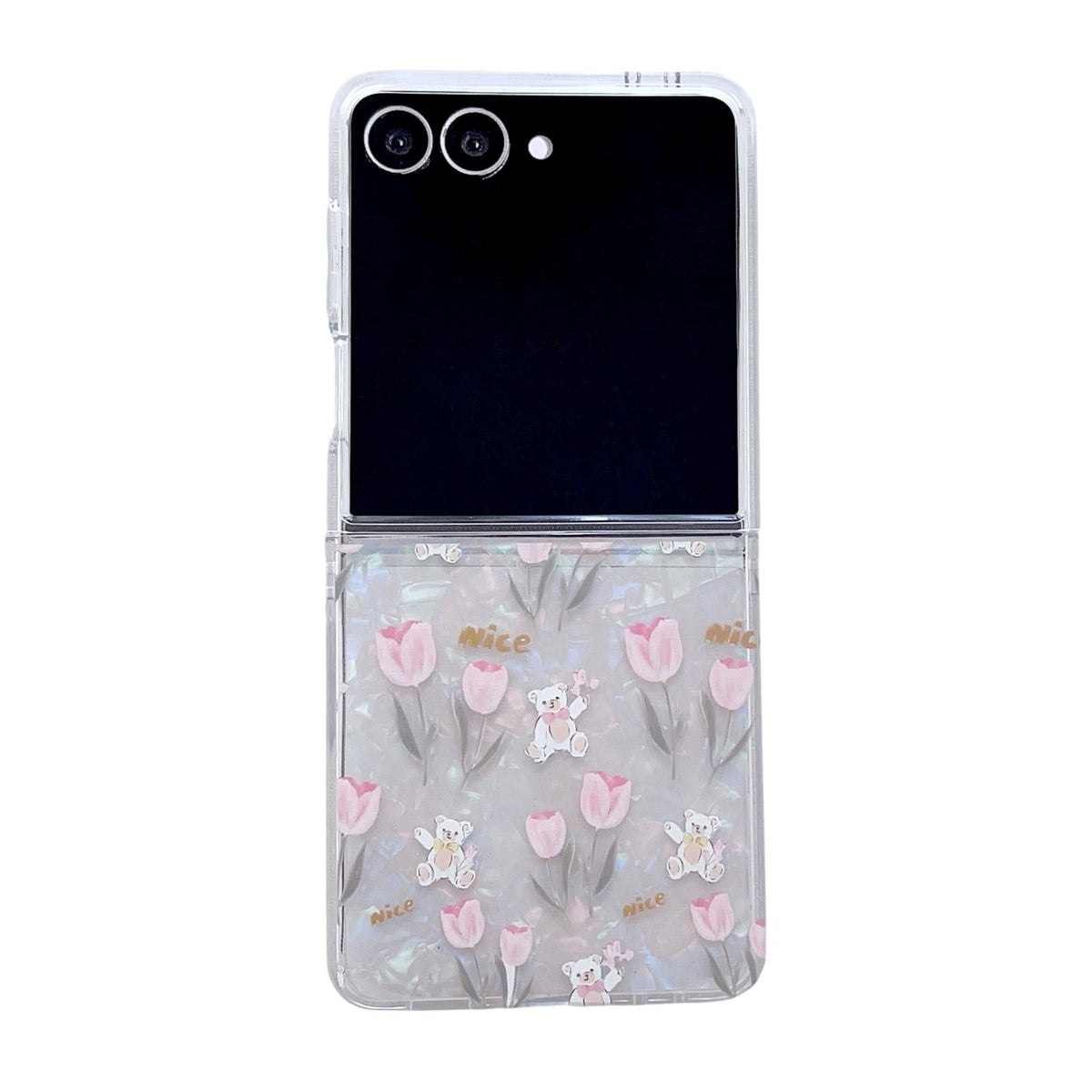 For Galaxy Z Flip8 5G Pearlescent Shell Texture Flower Pattern Phone Case - Tulip - EDA009776502A