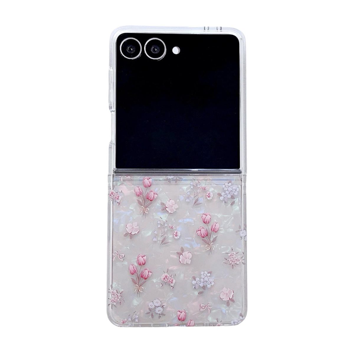 For Galaxy Z Flip8 5G Pearlescent Shell Texture Flower Pattern Phone Case - Rainbow Shell Flower - EDA009776502B