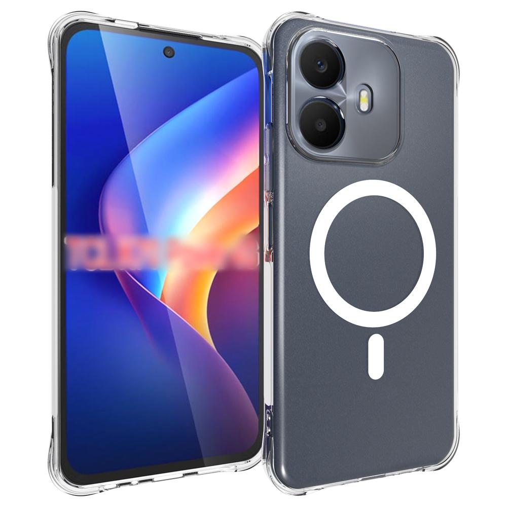 For TCL K70 Power 4G Shockproof Non-slip Magnetic TPU Phone Case - Transparent - EDA009779101A