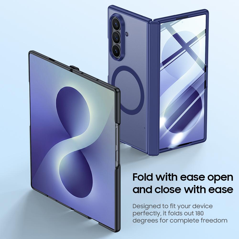 For Galaxy Z Fold8 Ultra 5G Intergrated Shell And Flim Skin Feel Translucent Frosted Magnetic Phone Case - Blue - EDA009780202B