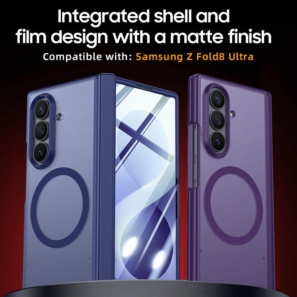For Galaxy Z Fold8 Ultra 5G Intergrated Shell And Flim Skin Feel Translucent Frosted Magnetic Phone Case - Blue - EDA009780202B