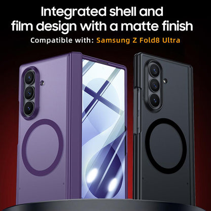For Galaxy Z Fold8 Ultra 5G Intergrated Shell And Flim Skin Feel Translucent Frosted Magnetic Phone Case - Purple - EDA009780202C