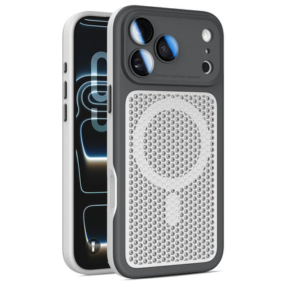 For iPhone 17 Pro Max Armor Shield Mesh Cooling Magnetic Phone Case with Lens Film - Black - EDA009785201C