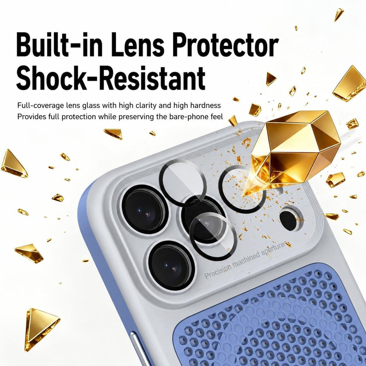 For iPhone 15 Pro Max Armor Shield Mesh Cooling Magnetic Phone Case with Lens Film - Orange - EDA009785208A