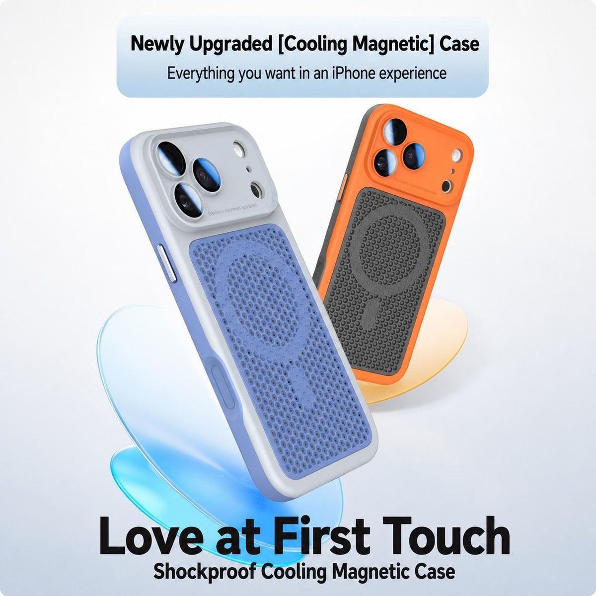 For iPhone 17 Pro Max Armor Shield Mesh Cooling Magnetic Phone Case with Lens Film - Blue - EDA009785201F