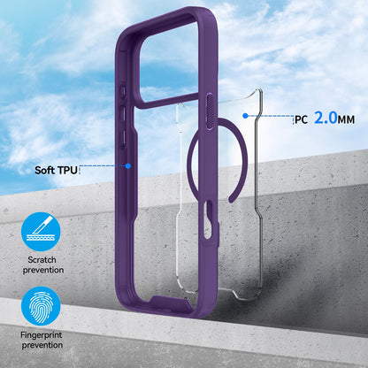 For iPhone 17 Pro Max Fighter Series Acrylic + TPU Airbag Shockproof Magnetic Phone Case - Purple - EDA009787903D
