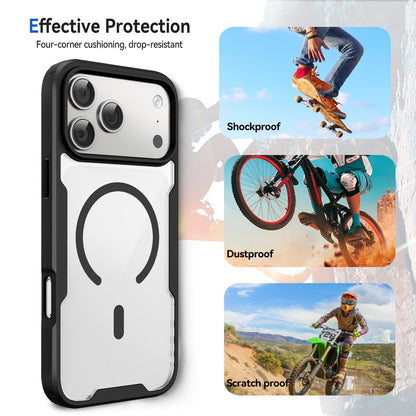 For iPhone 17 Pro Fighter Series Acrylic + TPU Airbag Shockproof Magnetic Phone Case - Black - EDA009787904A