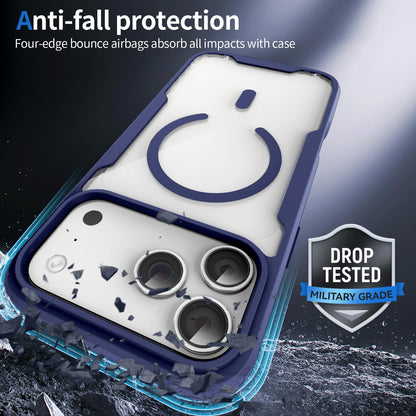 For iPhone 17 Pro Fighter Series Acrylic + TPU Airbag Shockproof Magnetic Phone Case - Blue - EDA009787904B