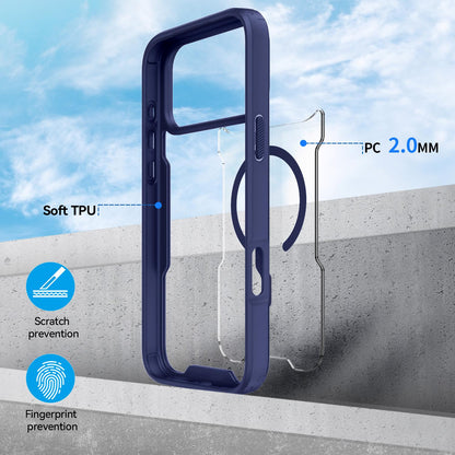 For iPhone 17 Pro Fighter Series Acrylic + TPU Airbag Shockproof Magnetic Phone Case - Blue - EDA009787904B