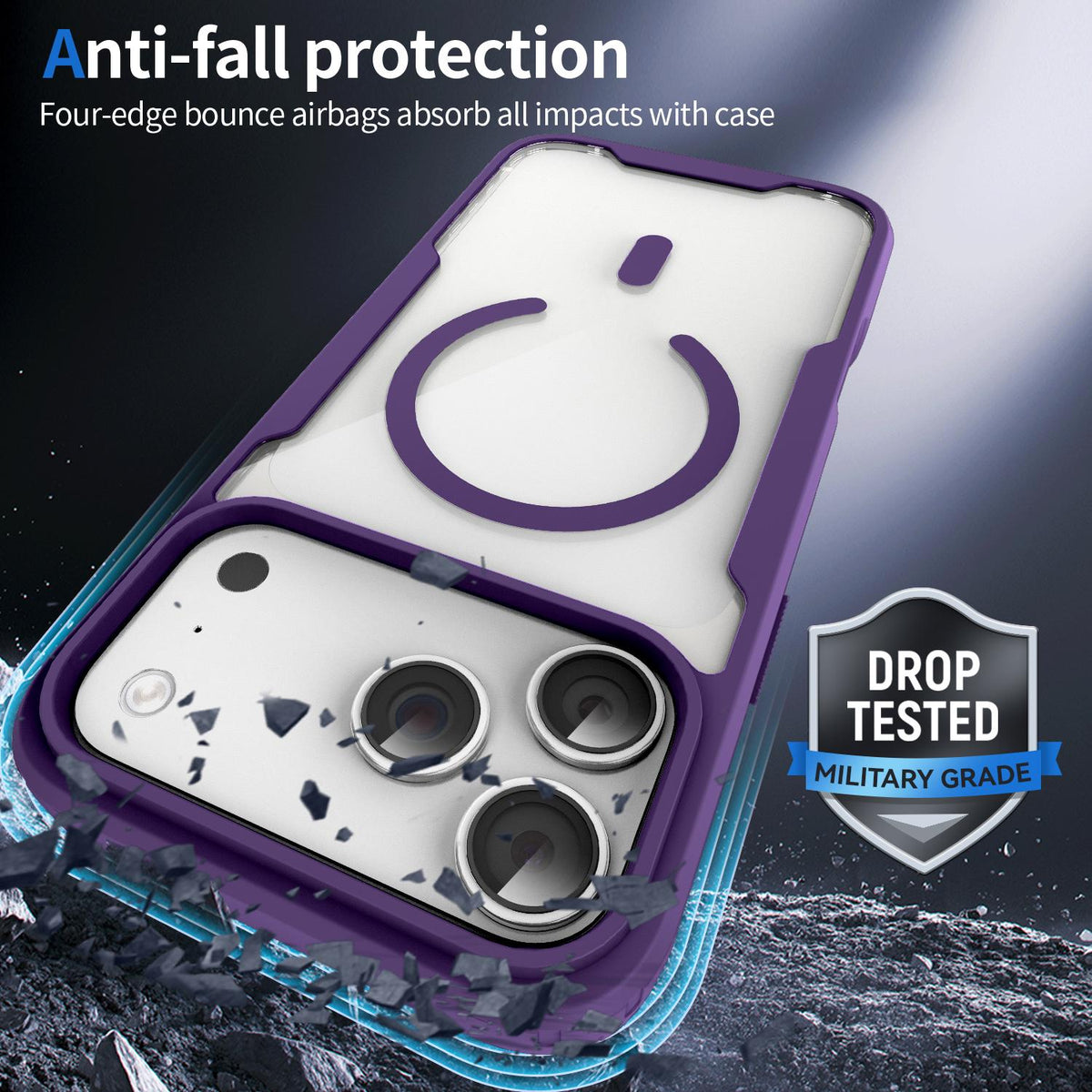 For iPhone 17 Pro Fighter Series Acrylic + TPU Airbag Shockproof Magnetic Phone Case - Purple - EDA009787904D