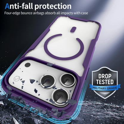For iPhone 17 Pro Fighter Series Acrylic + TPU Airbag Shockproof Magnetic Phone Case - Purple - EDA009787904D