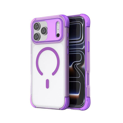 For iPhone 17 Pro Four Corner Airbag Transparent Skin Feel Magnetic Phone Case - Purple - EDA009789102D