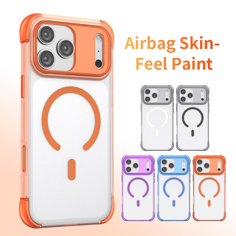For iPhone 17 Pro Max Four Corner Airbag Transparent Skin Feel Magnetic Phone Case - Blue - EDA009789101B
