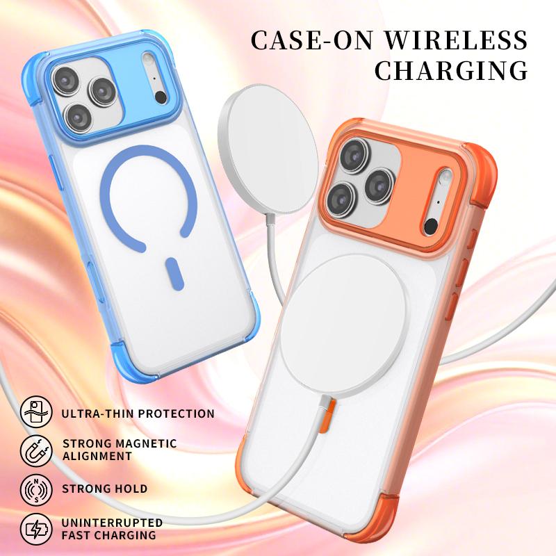 For iPhone 17 Pro Max Four Corner Airbag Transparent Skin Feel Magnetic Phone Case - Blue - EDA009789101B