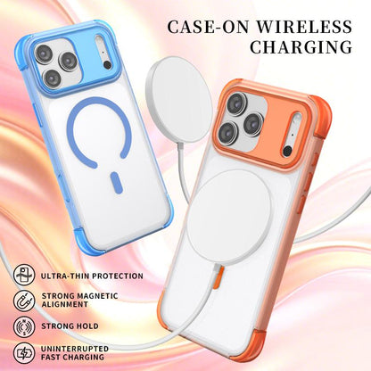 For iPhone 17 Pro Max Four Corner Airbag Transparent Skin Feel Magnetic Phone Case - Blue - EDA009789101B