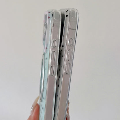 For iPhone 17 Pro Max Minimalist Heart Pattern 360 Rotating Holder Magnetic Phone Case - White - EDA009790601A