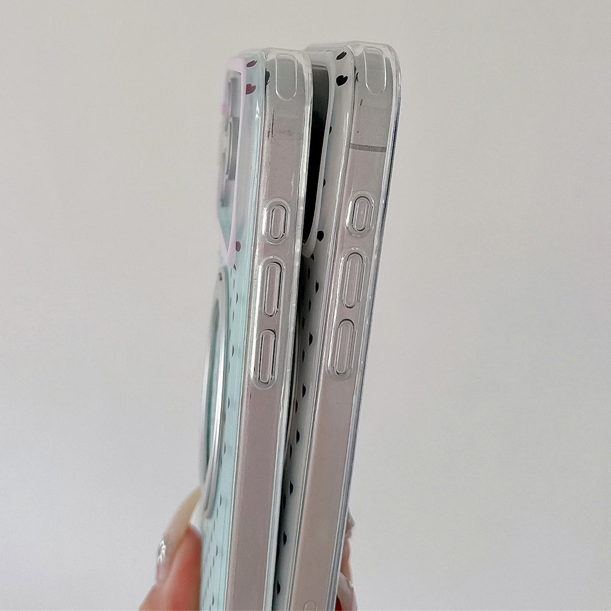For iPhone 16 Minimalist Heart Pattern 360 Rotating Holder Magnetic Phone Case - Light Green - EDA009790606B