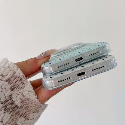 For iPhone 16 Pro Max Minimalist Heart Pattern 360 Rotating Holder Magnetic Phone Case - White - EDA009790604A