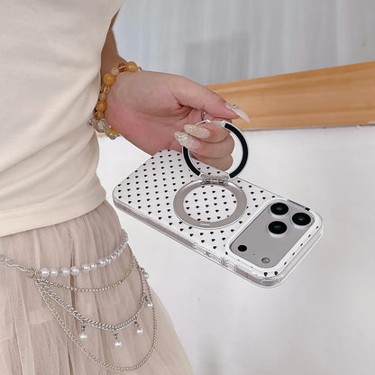 For iPhone 16 Pro Minimalist Heart Pattern 360 Rotating Holder Magnetic Phone Case - Light Green - EDA009790605B