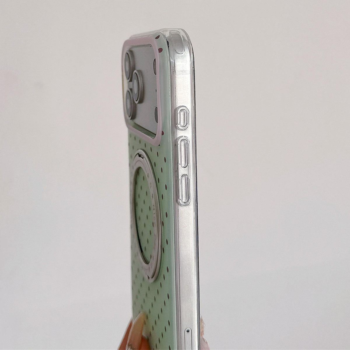For iPhone 17 Pro Minimalist Point Pattern 360 Rotating Holder Magnetic Phone Case - Light Green - EDA009790702B
