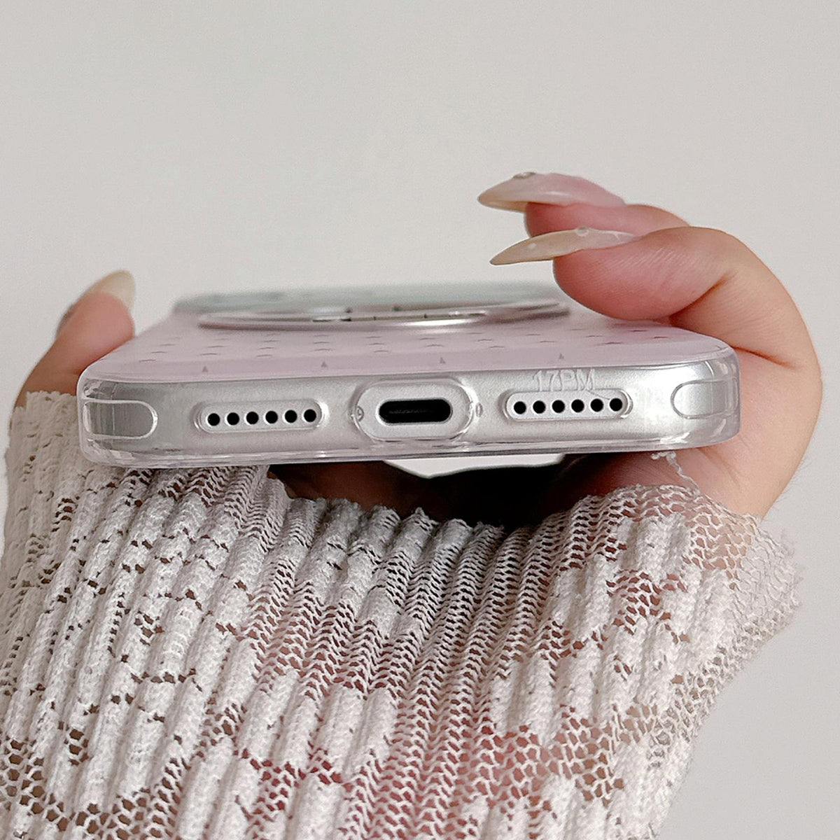 For iPhone 16 Pro Minimalist Star Pattern 360 Rotating Holder Magnetic Phone Case - Light Pink - EDA009790805B