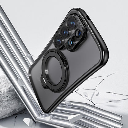 For Samsung Galaxy S26 Ultra 5G 360 Degree Rotation Holder Magnetic Electroplated Phone Case - Black - EDA009791002A