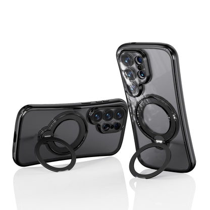 For Samsung Galaxy S26 Ultra 5G 360 Degree Rotation Holder Magnetic Electroplated Phone Case - Black - EDA009791002A