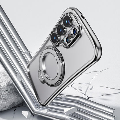 For Samsung Galaxy S26 Ultra 5G 360 Degree Rotation Holder Magnetic Electroplated Phone Case - Silver - EDA009791002B