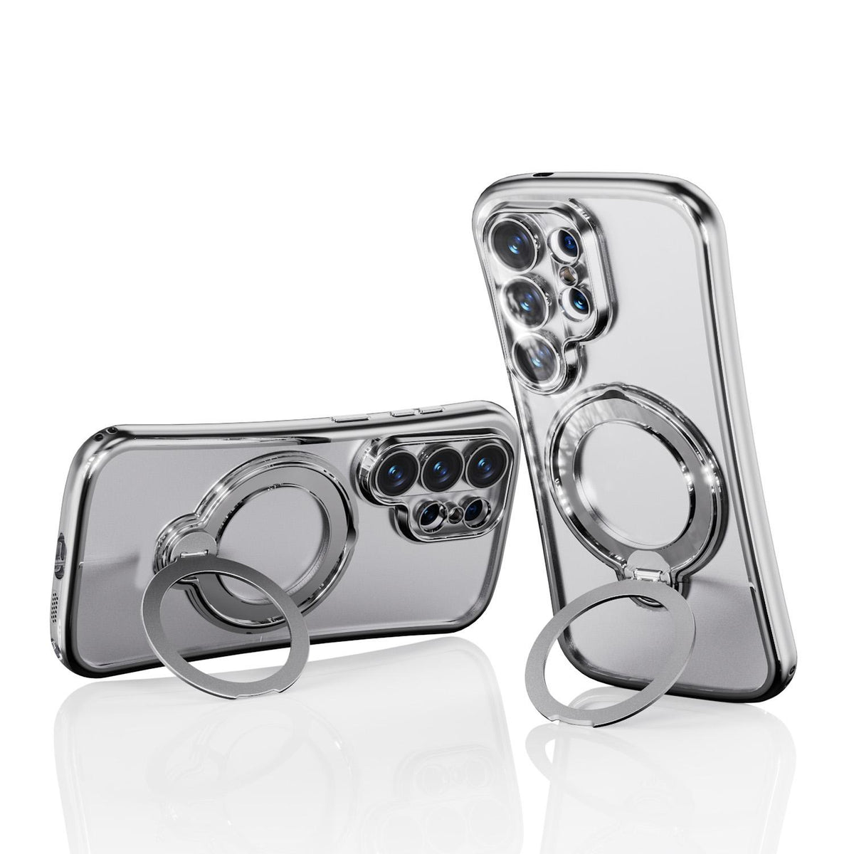 For Samsung Galaxy S26 Ultra 5G 360 Degree Rotation Holder Magnetic Electroplated Phone Case - Silver - EDA009791002B