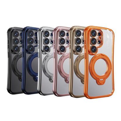 For Samsung Galaxy S26 Ultra 5G 360 Degree Rotation Holder Magnetic Electroplated Phone Case - Silver - EDA009791002B