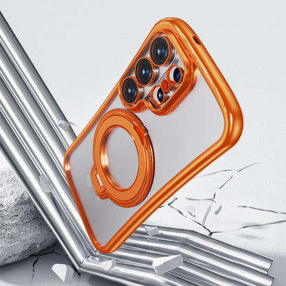For Samsung Galaxy S26 Ultra 5G 360 Degree Rotation Holder Magnetic Electroplated Phone Case - Orange - EDA009791002C