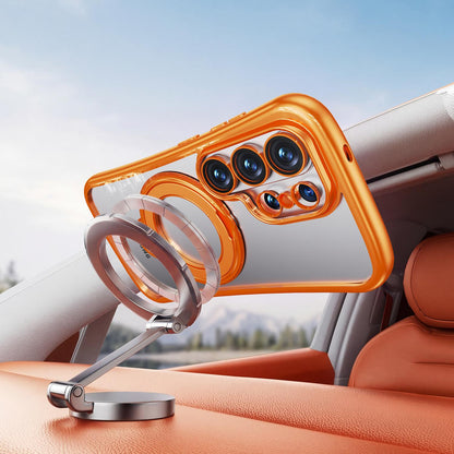 For Samsung Galaxy S26 Ultra 5G 360 Degree Rotation Holder Magnetic Electroplated Phone Case - Orange - EDA009791002C