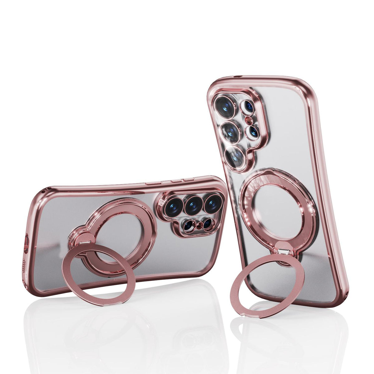 For Samsung Galaxy S26 Ultra 5G 360 Degree Rotation Holder Magnetic Electroplated Phone Case - Pink - EDA009791002D
