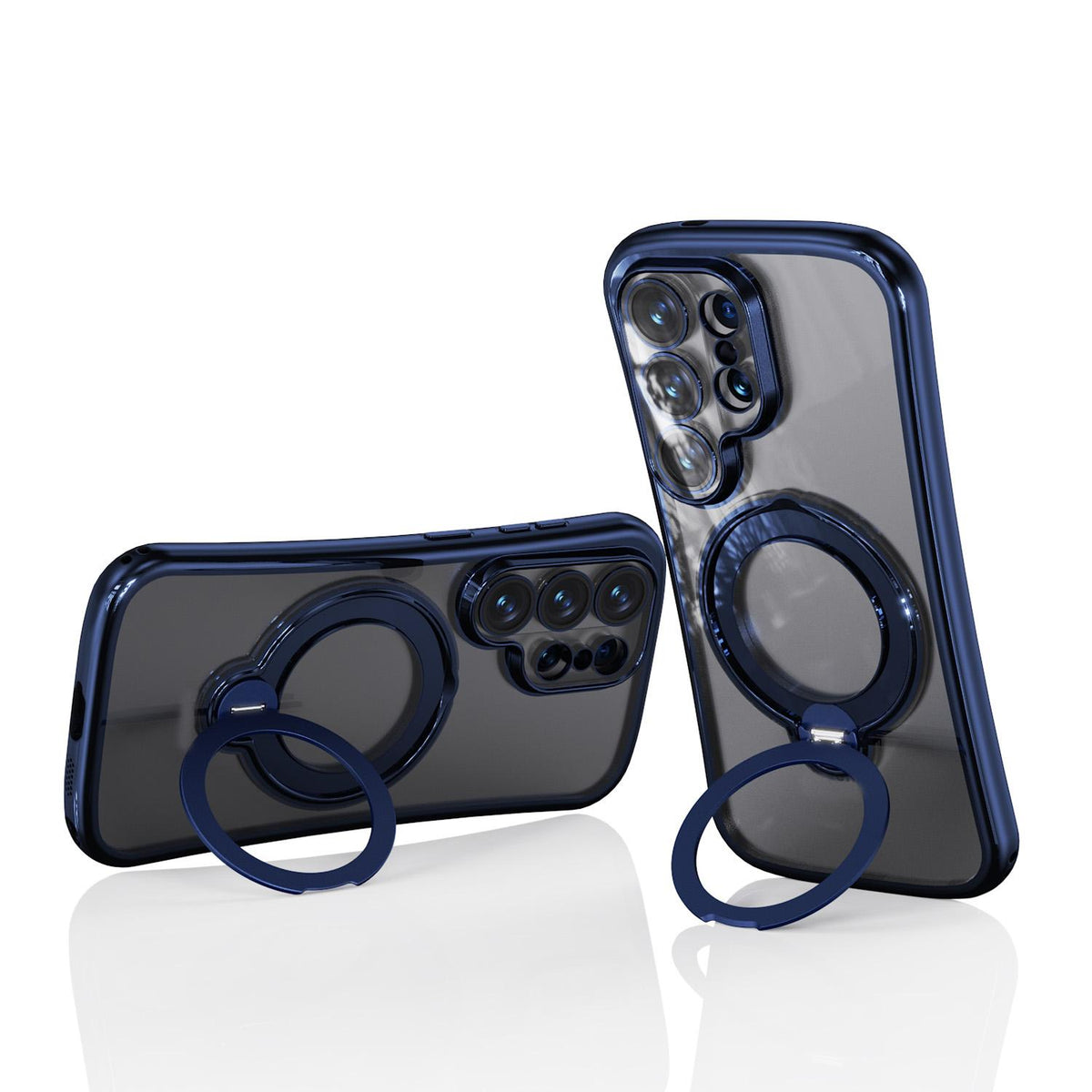 For Samsung Galaxy S26 Ultra 5G 360 Degree Rotation Holder Magnetic Electroplated Phone Case - Dark Blue - EDA009791002E