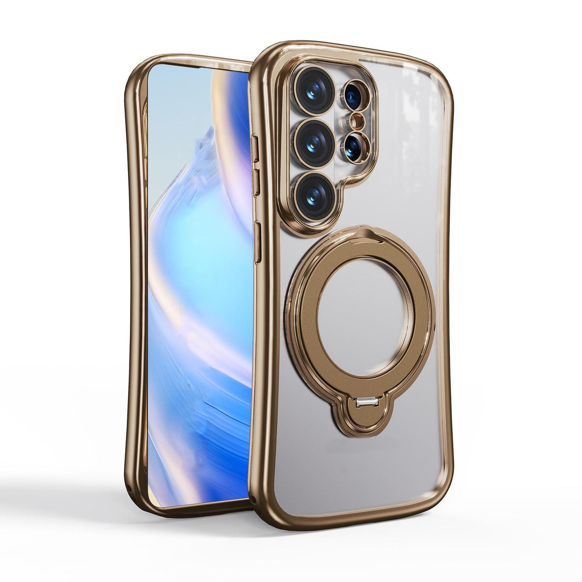 For Samsung Galaxy S26 Ultra 5G 360 Degree Rotation Holder Magnetic Electroplated Phone Case - Gold - EDA009791002F