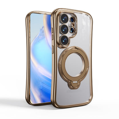 For Samsung Galaxy S26 Ultra 5G 360 Degree Rotation Holder Magnetic Electroplated Phone Case - Gold - EDA009791002F