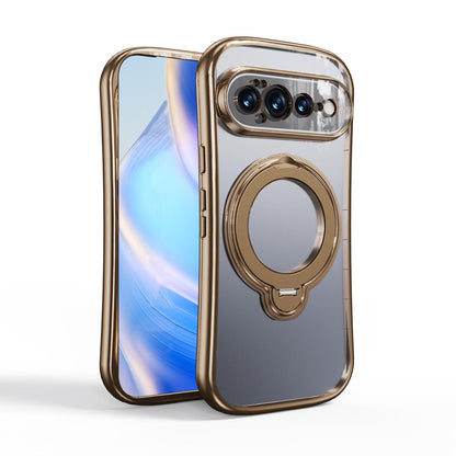 For Google Pixel 11 360 Degree Rotation Holder Magnetic Electroplated Phone Case - Gold - EDA009791701B