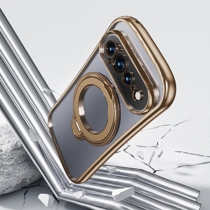 For Google Pixel 11 360 Degree Rotation Holder Magnetic Electroplated Phone Case - Gold - EDA009791701B