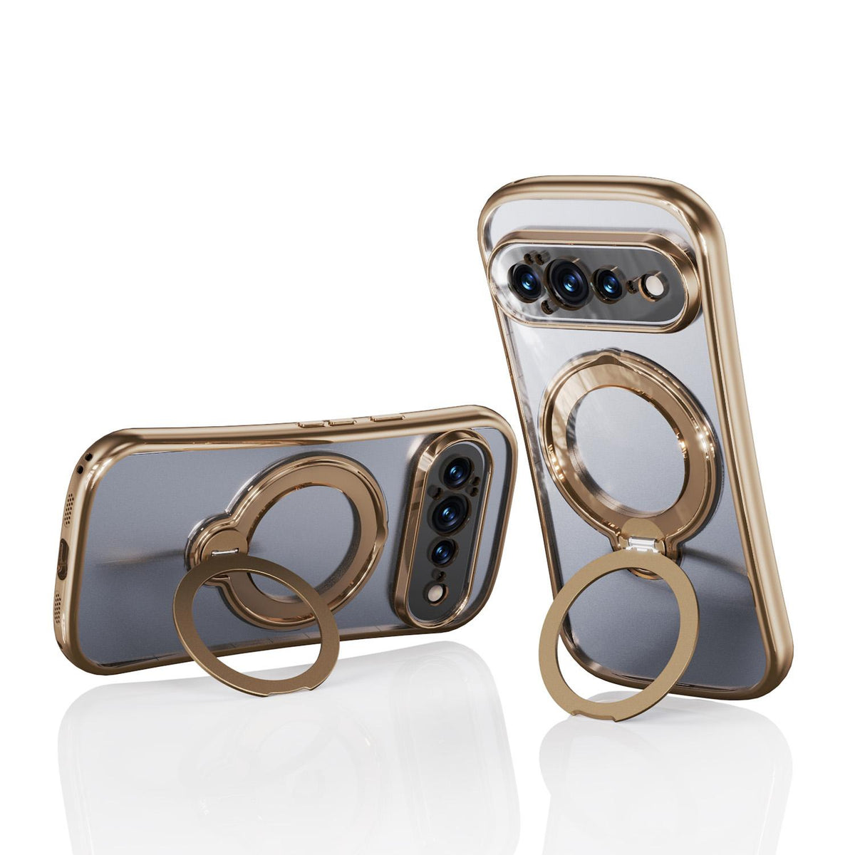 For Google Pixel 11 360 Degree Rotation Holder Magnetic Electroplated Phone Case - Gold - EDA009791701B