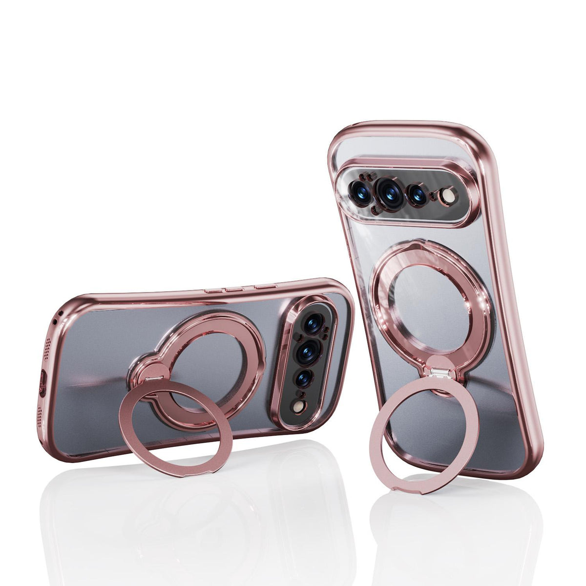 For Google Pixel 11 360 Degree Rotation Holder Magnetic Electroplated Phone Case - Pink - EDA009791701C